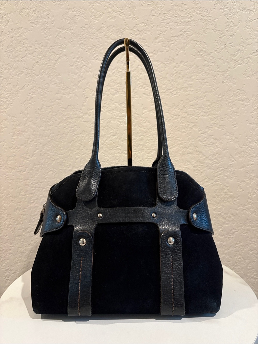 Salvatore Ferragamo Black
Suede & Leather Tote Bag